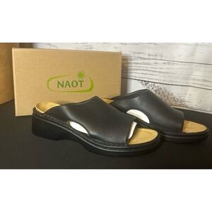 NAOT Women's 11.5 / 12 (EU 43) Rome Black Matte Leather Sandals